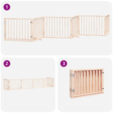 Dog Gate with Door Foldable 6 Panels 480 cm Poplar Wood - 45-Degree Angle