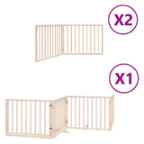 Dog Gate with Door Foldable 8 Panels 640 cm Poplar Wood - Front View