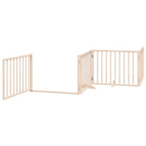 Dog Gate with Door Foldable 8 Panels 640 cm Poplar Wood - Top-Down View