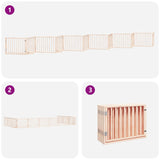 Dog Gate with Door Foldable 12 Panels 960 cm Poplar Wood - 45-Degree Angle