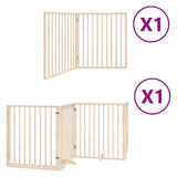 Dog Gate with Door Foldable 6 Panels 480 cm Poplar Wood - Front View