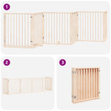 Dog Gate with Door Foldable 6 Panels 480 cm Poplar Wood - 45-Degree Angle