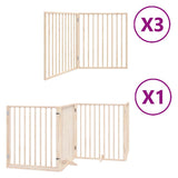 Dog Gate with Door Foldable 10 Panels 800 cm Poplar Wood - Front View