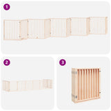 Dog Gate with Door Foldable 10 Panels 800 cm Poplar Wood - 45-Degree Angle