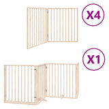 Dog Gate with Door Foldable 12 Panels 960 cm Poplar Wood - Front View