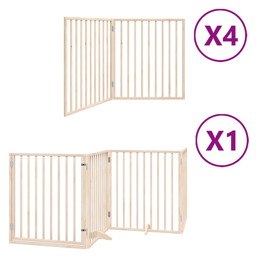 Dog Gate with Door Foldable 12 Panels 960 cm Poplar Wood