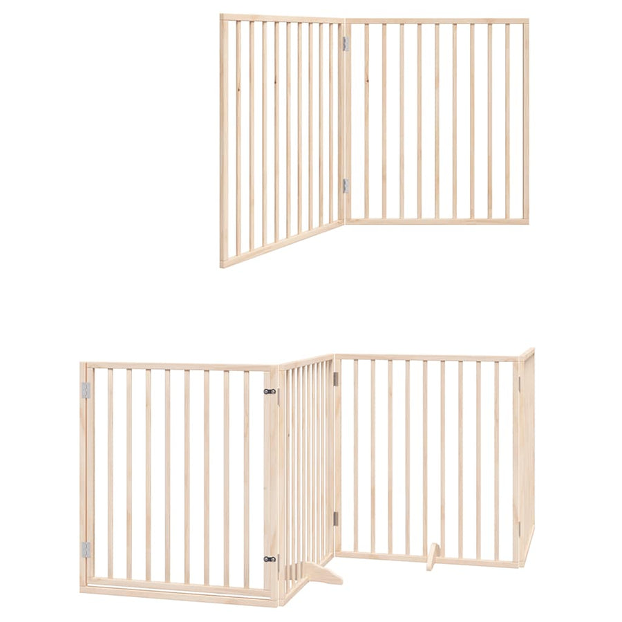 Dog Gate with Door Foldable 12 Panels 960 cm Poplar Wood