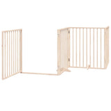 Dog Gate with Door Foldable 12 Panels 960 cm Poplar Wood