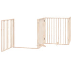 Dog Gate with Door Foldable 12 Panels 960 cm Poplar Wood