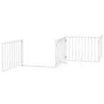 Dog Gate with Door Foldable 6 Panels White 480 cm Poplar Wood