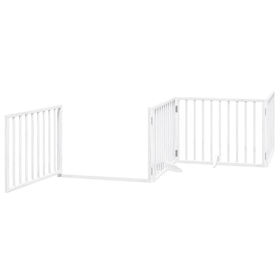 Dog Gate with Door Foldable 6 Panels White 480 cm Poplar Wood