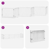 Dog Gate with Door Foldable 6 Panels White 480 cm Poplar Wood - 45-Degree Angle