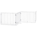 Dog Gate with Door Foldable 8 Panels White 640 cm Poplar Wood
