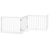 Dog Gate with Door Foldable 8 Panels White 640 cm Poplar Wood - Side View