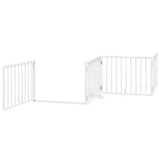 Dog Gate with Door Foldable 8 Panels White 640 cm Poplar Wood
