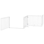 Dog Gate with Door Foldable 8 Panels White 640 cm Poplar Wood