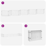 Dog Gate with Door Foldable 10 Panels White 800 cm Poplar Wood - 45-Degree Angle