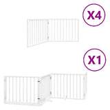 Dog Gate with Door Foldable 12 Panels White 960 cm Poplar Wood - Front View