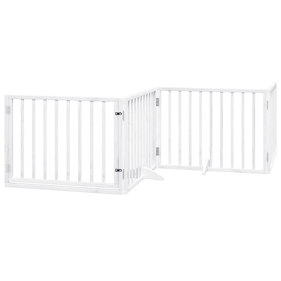 Dog Gate with Door Foldable 12 Panels White 960 cm Poplar Wood