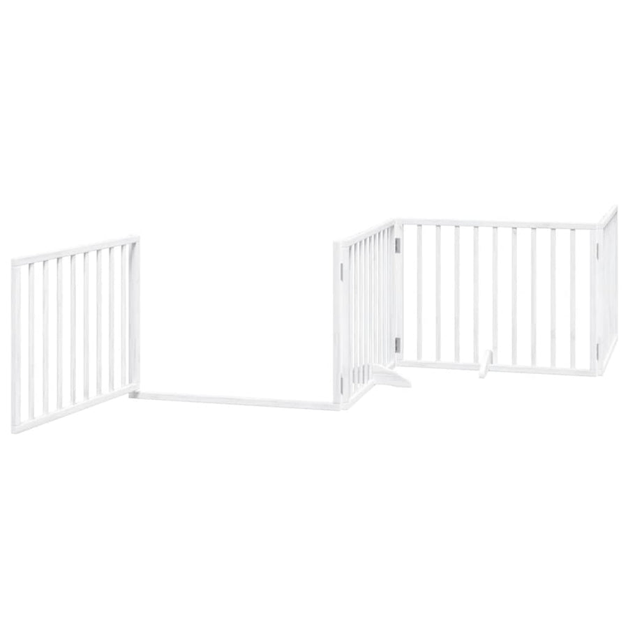 Dog Gate with Door Foldable 12 Panels White 960 cm Poplar Wood