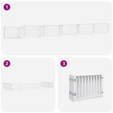 Dog Gate with Door Foldable 12 Panels White 960 cm Poplar Wood - 45-Degree Angle