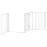 Dog Gate with Door Foldable 6 Panels White 480 cm Poplar Wood