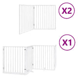 Dog Gate with Door Foldable 8 Panels White 640 cm Poplar Wood - Front View