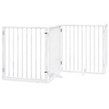 Dog Gate with Door Foldable 8 Panels White 640 cm Poplar Wood