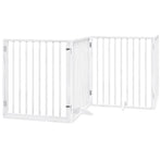 Dog Gate with Door Foldable 8 Panels White 640 cm Poplar Wood