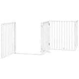 Dog Gate with Door Foldable 8 Panels White 640 cm Poplar Wood