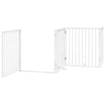 Dog Gate with Door Foldable 8 Panels White 640 cm Poplar Wood
