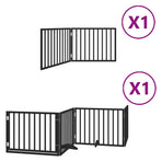 Dog Gate with Door Foldable 6 Panels Black 480 cm Poplar Wood