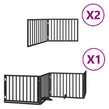 Dog Gate with Door Foldable 8 Panels Black 640 cm Poplar Wood