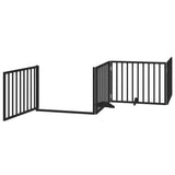 Dog Gate with Door Foldable 10 Panels Black 800 cm Poplar Wood - Top-Down View