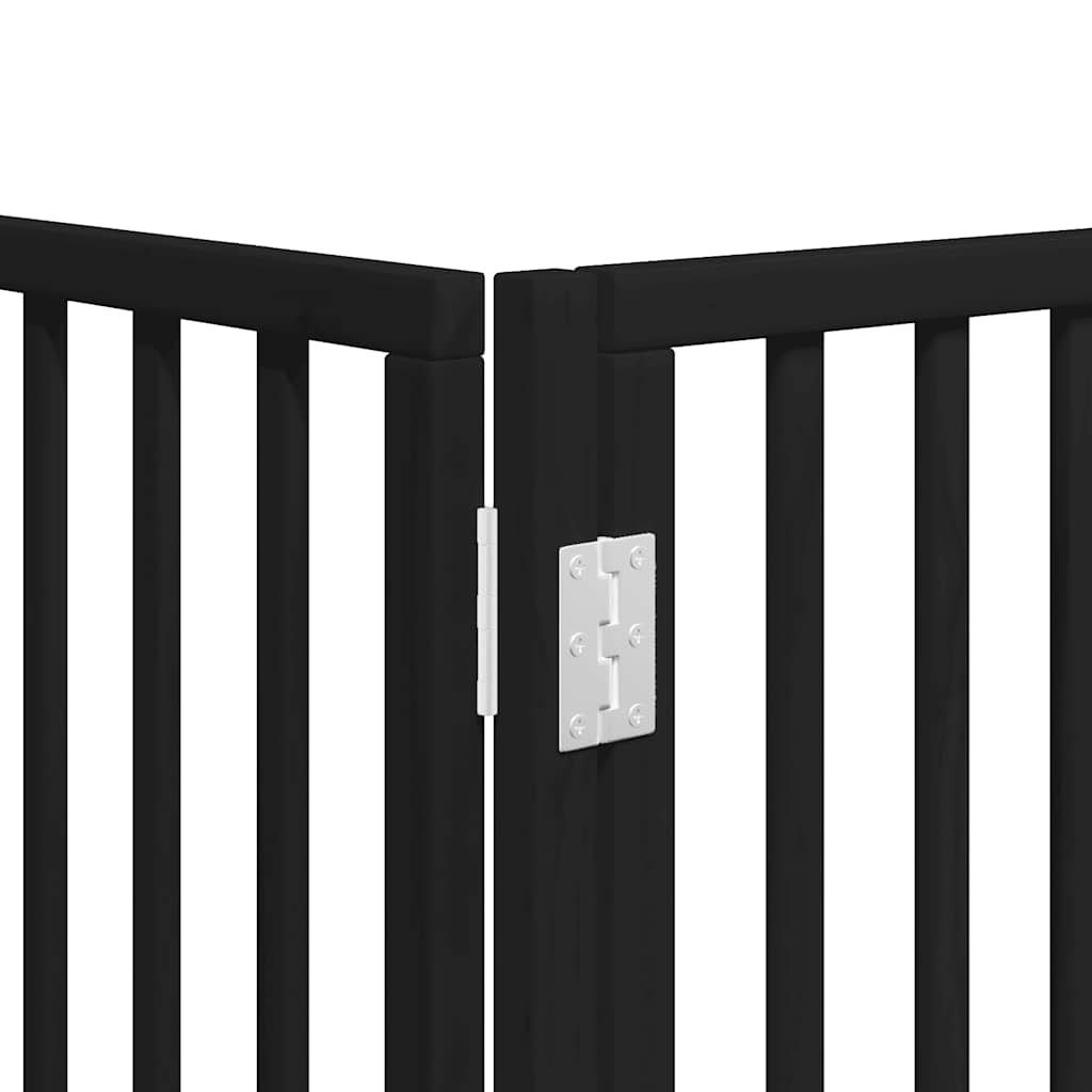Dog Gate with Door Foldable 12 Panels Black 960 cm Poplar Wood