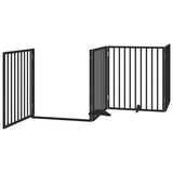 Dog Gate with Door Foldable 10 Panels Black 800 cm Poplar Wood - Top-Down View