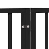 Dog Gate with Door Foldable 10 Panels Black 800 cm Poplar Wood - Close-Up Angle