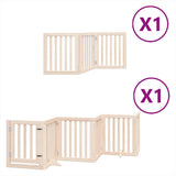 Dog Gate with Door Foldable 9 Panels 450 cm Poplar Wood - Front View