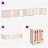 Dog Gate with Door Foldable 12 Panels 600 cm Poplar Wood - 45-Degree Angle