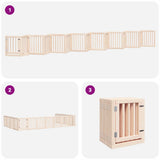 Dog Gate with Door Foldable 15 Panels 750 cm Poplar Wood - 45-Degree Angle