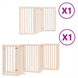 Dog Gate with Door Foldable 9 Panels 450 cm Poplar Wood - Front View