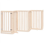Dog Gate with Door Foldable 9 Panels 450 cm Poplar Wood