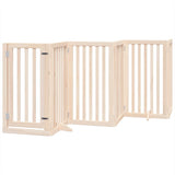 Dog Gate with Door Foldable 9 Panels 450 cm Poplar Wood - Side View