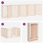 Dog Gate with Door Foldable 9 Panels 450 cm Poplar Wood