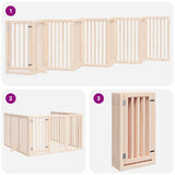 Dog Gate with Door Foldable 9 Panels 450 cm Poplar Wood - 45-Degree Angle