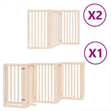 Dog Gate with Door Foldable 12 Panels 600 cm Poplar Wood - Front View