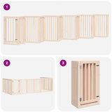 Dog Gate with Door Foldable 12 Panels 600 cm Poplar Wood - Rear View