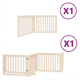 Dog Gate with Door Foldable 6 Panels 480 cm Poplar Wood - Front View