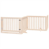 Dog Gate with Door Foldable 6 Panels 480 cm Poplar Wood
