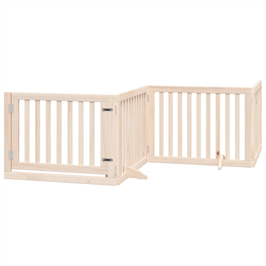 Dog Gate with Door Foldable 6 Panels 480 cm Poplar Wood